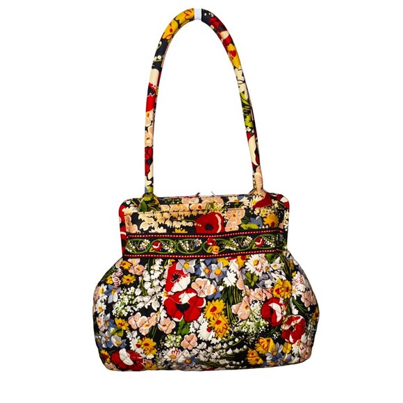 Vintage Vera Bradley Floral Carpet Bag Purse Kisslock Closure Boho Preppy Classy - Picture 2 of 8